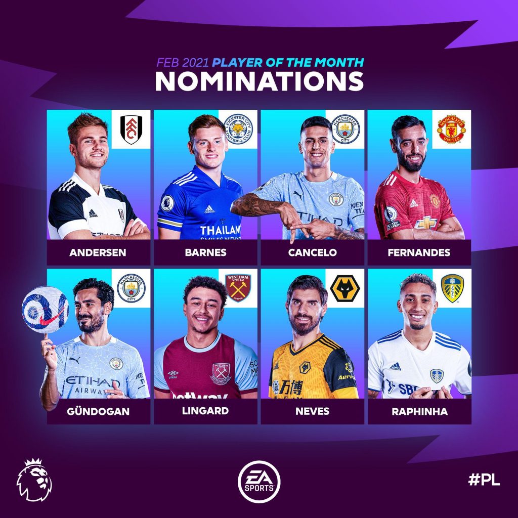 5 portugais nominés en Premier League 5 portugais nominés en Premier League