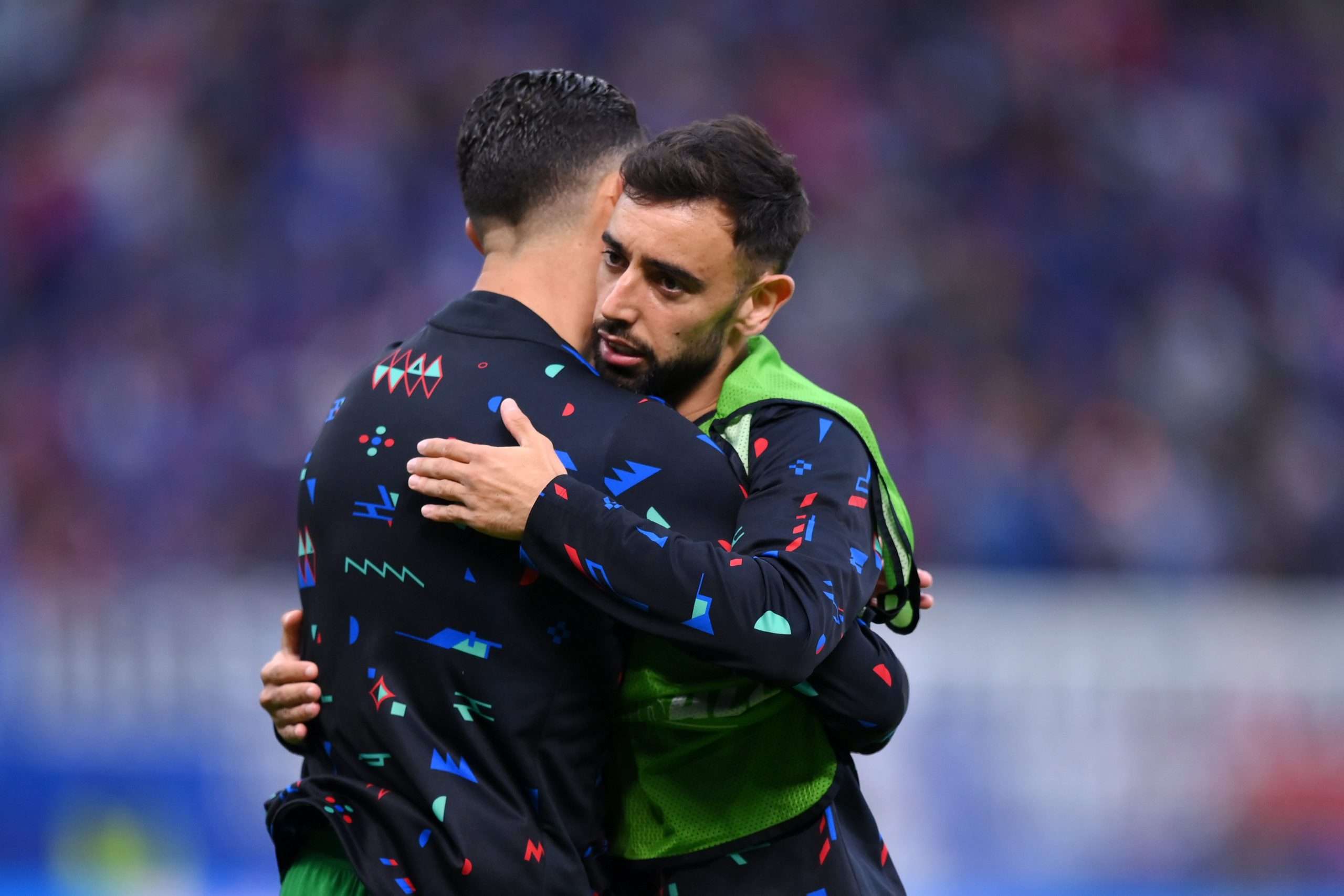 Bruno Fernandes et Cristiano Ronaldo à l'entrainement